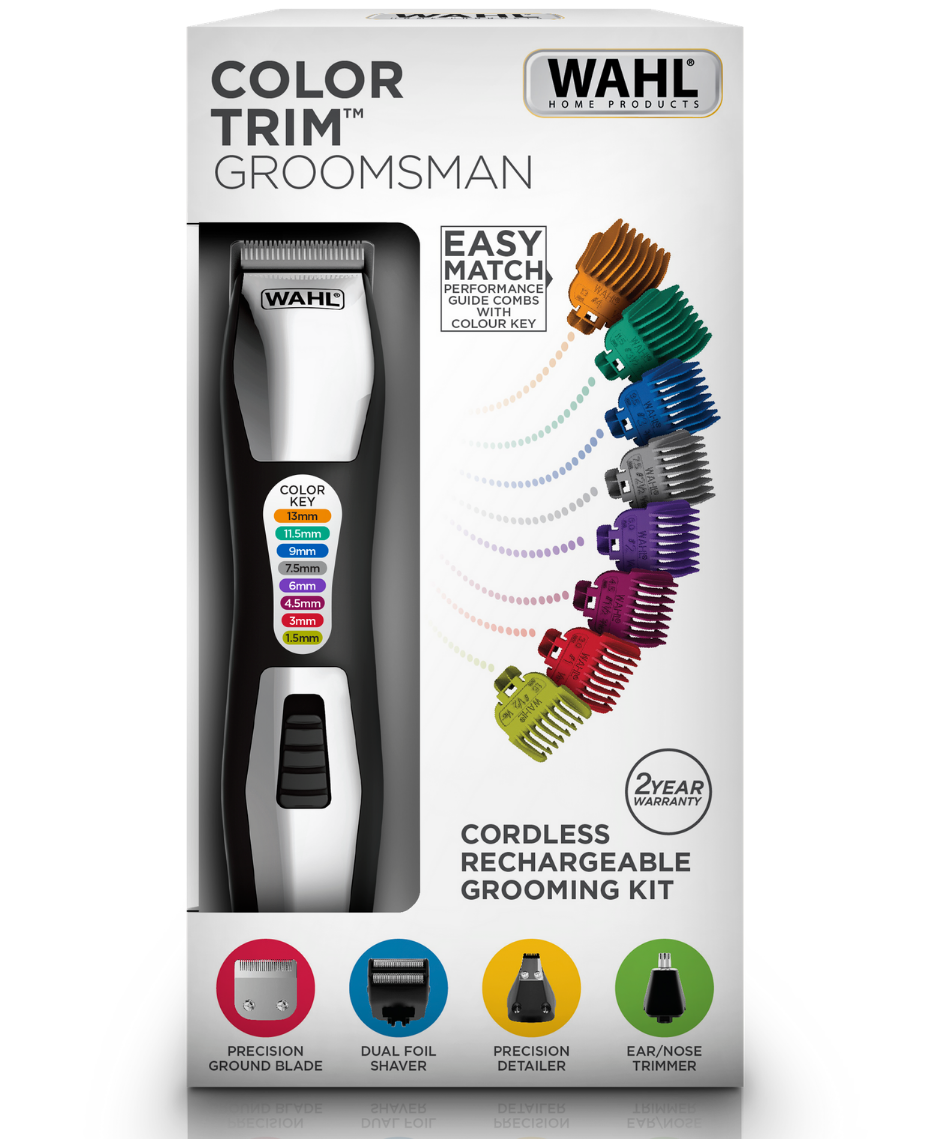 Wahl Groomsman Colour Trim Hair Trimmer Kit with Colour Coded Guide Combs WA9855-3612