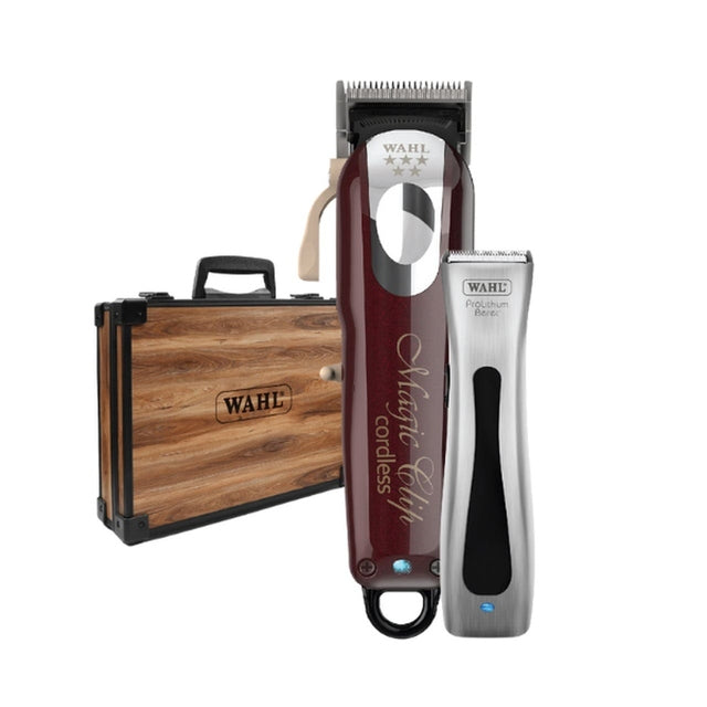 Wahl Magic Clip & Beret Trimmer Combo With Wooden Look Case