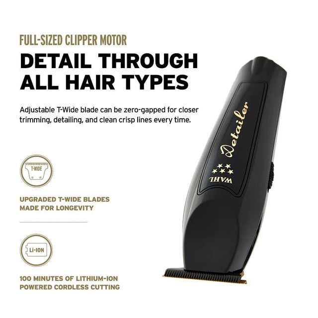 Wahl Professional 5 Star Cordless Barber Combo - Black Magic Clip & Black Li Detailer
