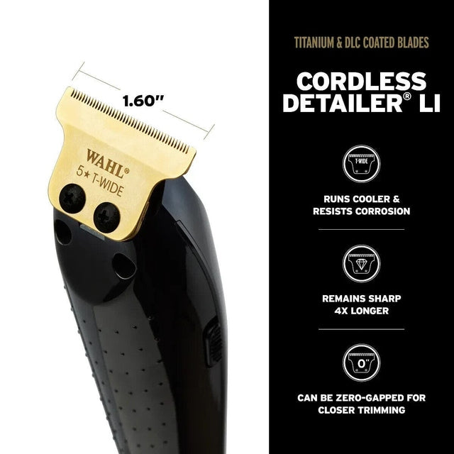 Wahl Professional 5 Star Cordless Barber Combo - Black Magic Clip & Black Li Detailer