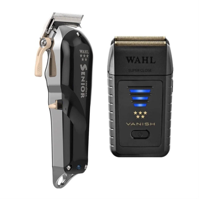 Wahl Professional Cordless Senior Clipper + Vanish Shaver + White Case Combo