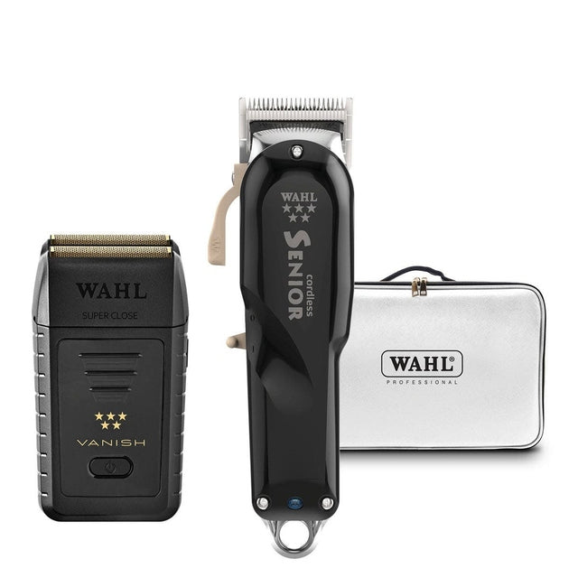 Wahl Professional Cordless Senior Clipper + Vanish Shaver + White Case Combo