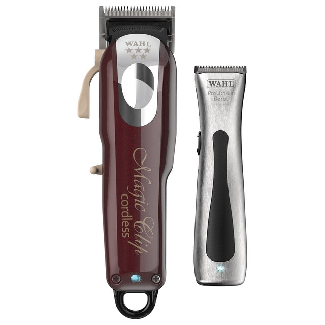 Wahl Red Magic Clip Cordless Professional Hair Clipper and Beret Trimmer with Grey Backpack