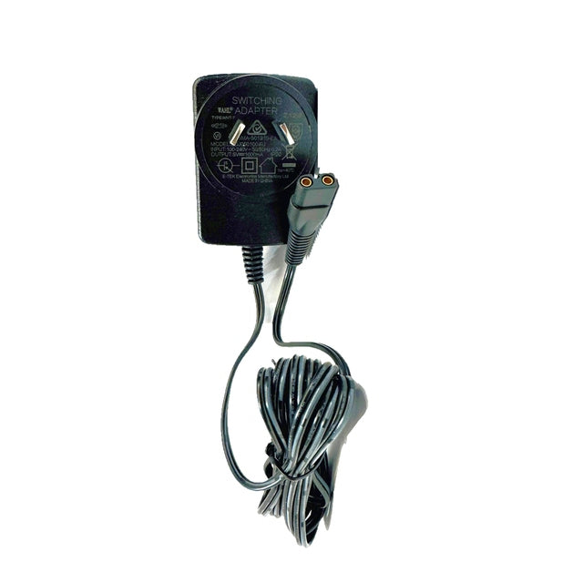 Wahl replacement charger ZDJ050100AU WNT-7 with AU plug and round-hole connector, cord coiled