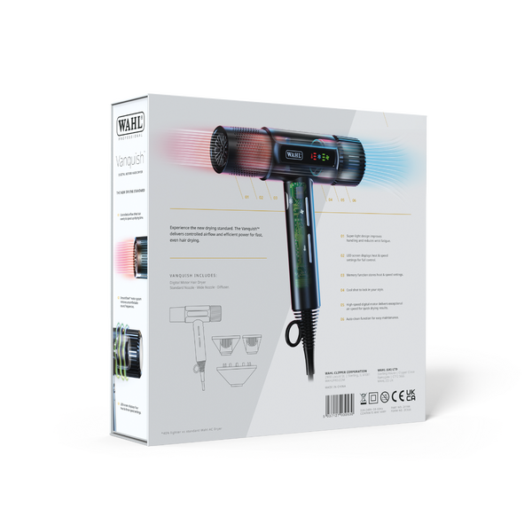 Wahl Vanquish T-Shaped Hair Dryer with Brushless Motor - Black