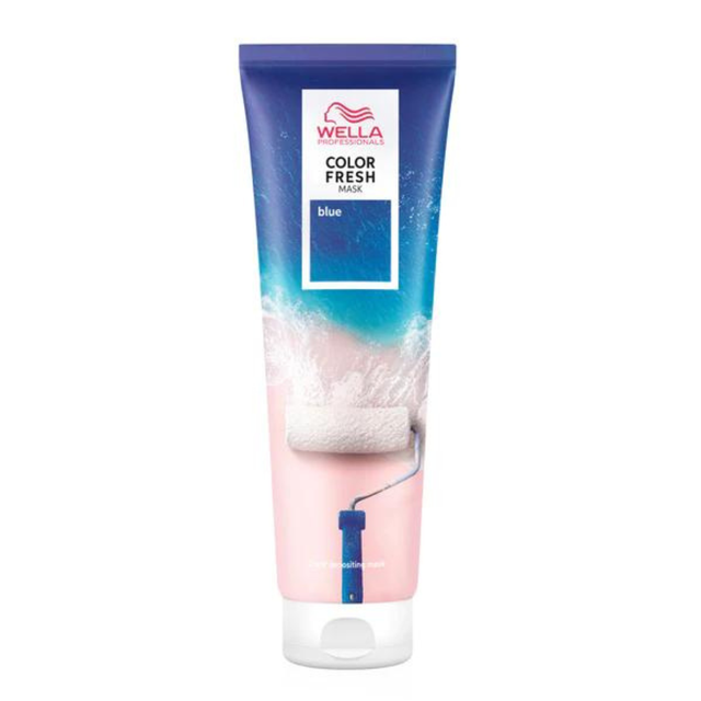 Tube of Wella Color Fresh Mask Blue 150ml with ocean‑inspired design on the packaging.