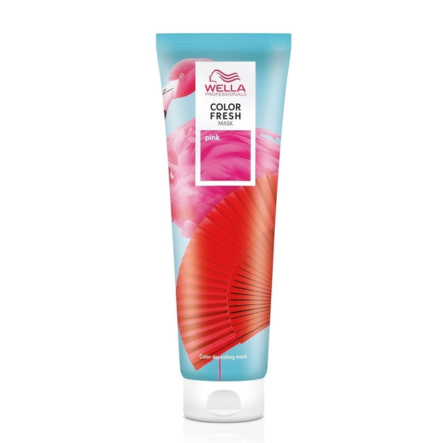 Tube of Wella Color Fresh Mask 150ml in Pink with flamingo and fan design on label
