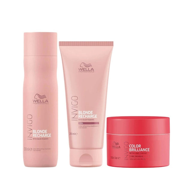 Wella Professionals Invigo Blonde Recharge Trio Blonde Recharge Shampoo & Conditioner, Color Mask