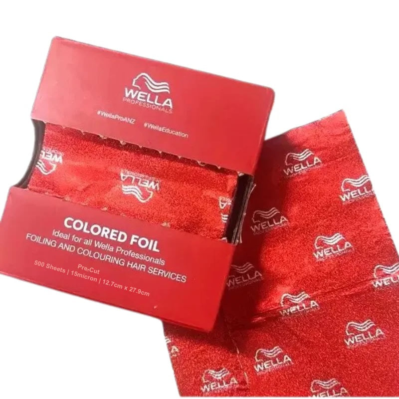 Wella Professionals Pre-Cut RED Colored Foil, 15 micron 500 sheets, 12.7 x 27.9 cm
