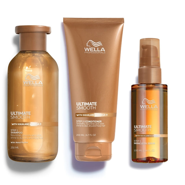 Wella Professionals Ultimate Smooth Trio Kit Shampoo, Conditioner and 100ml Serum