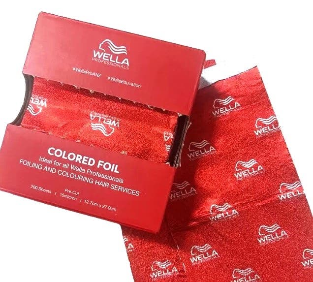 Wella Professionals Pre-Cut RED Colored Foil, 15 micron 250 sheets, 12.7 x 27.9 cm
