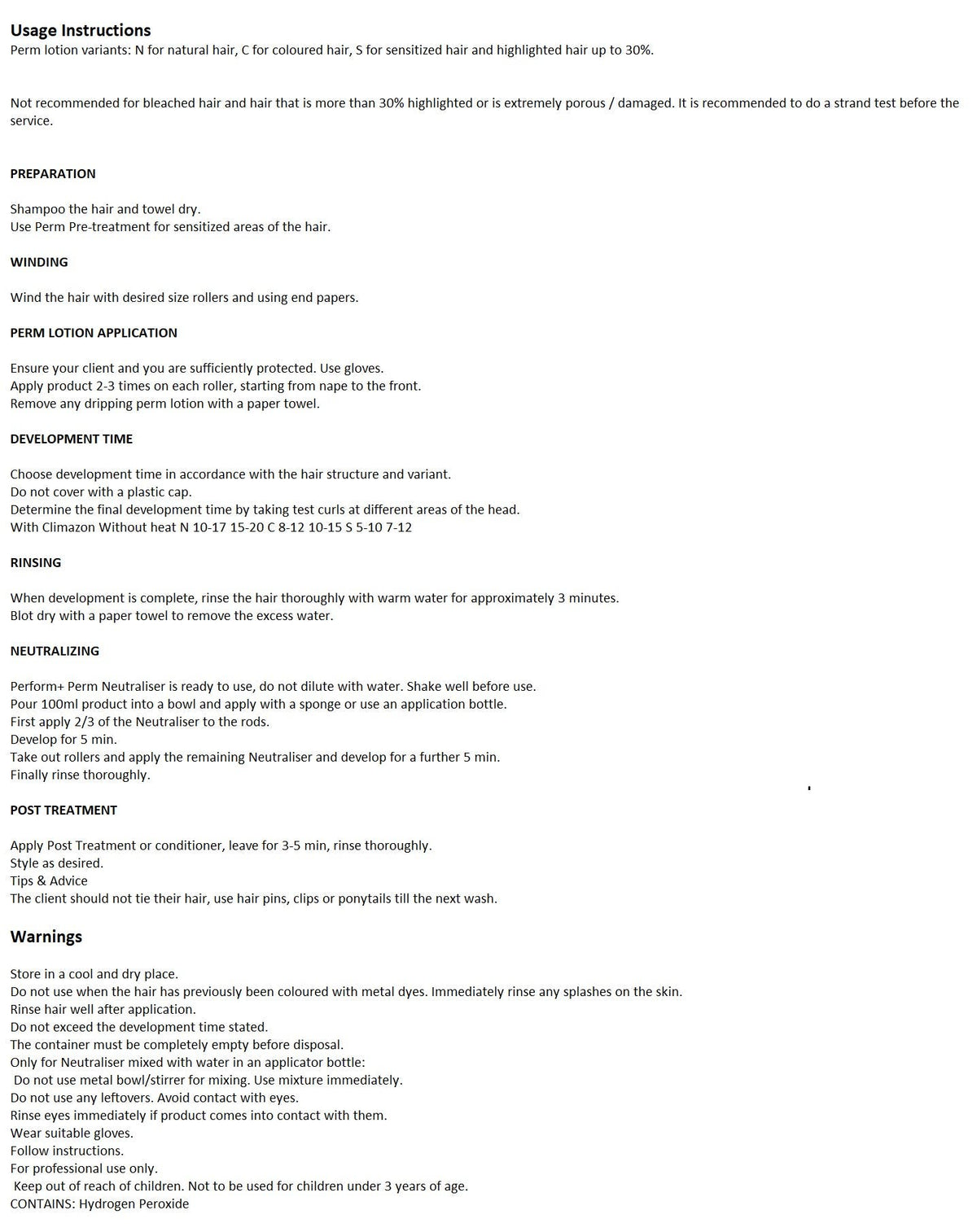 Wella Professionals PRO+ PERFORM Curl Perm Lotion 400ml for Firm Hair (F) Step 1 