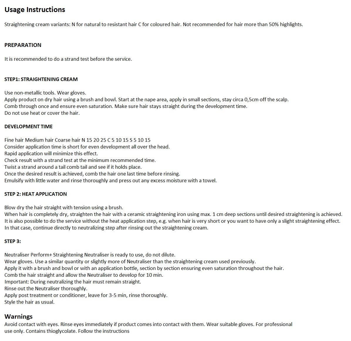 Wella Professionals PRO+ PERFORM Premium Permanent Straightener 400g for Soft Hair (S) Step 1