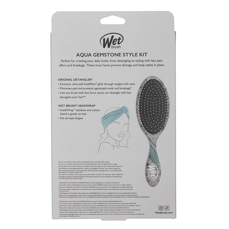 WetBrush Aqua Gemstone Detangle and Style Kit with Headwrap