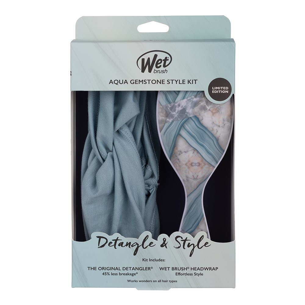 WetBrush Aqua Gemstone Detangle and Style Kit with Headwrap