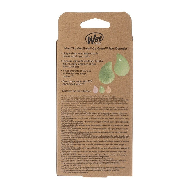 WetBrush Go Green Palm Detangler Green - Tea Tree Oil Blended Cushion
