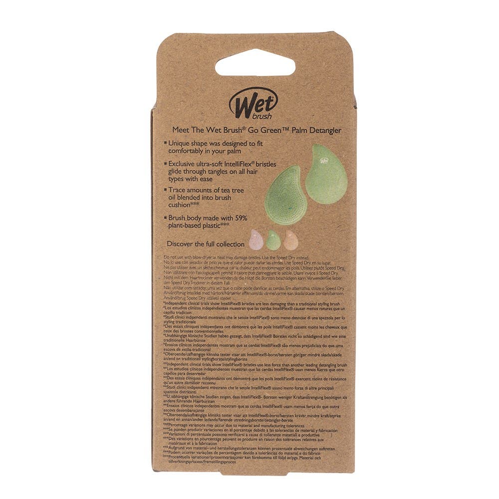 WetBrush Go Green Palm Detangler Green - Tea Tree Oil Blended Cushion