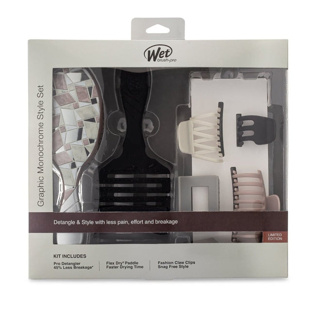 WetBrush Pro Graphic Monochrome Style Set Silver Kit