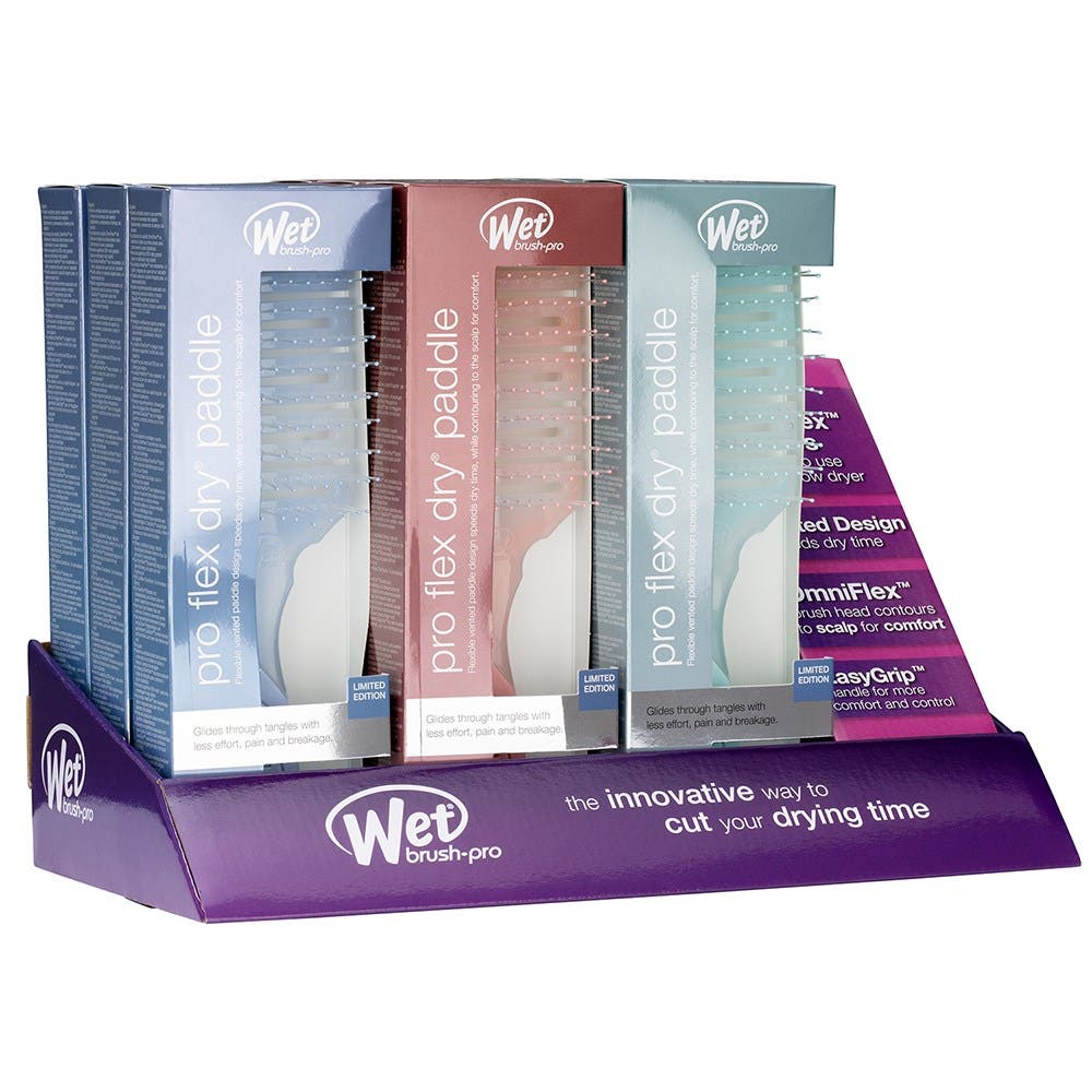 WetBrush Pro Hydro Tie Dye Flex Dry Paddle Display 9x Pro Flex Dry Paddle Brushes
