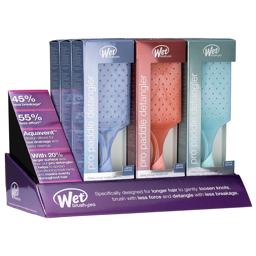 WetBrush Pro Hydro Tie Dye Paddle Detangler Display 9x Pro Paddle Brushes