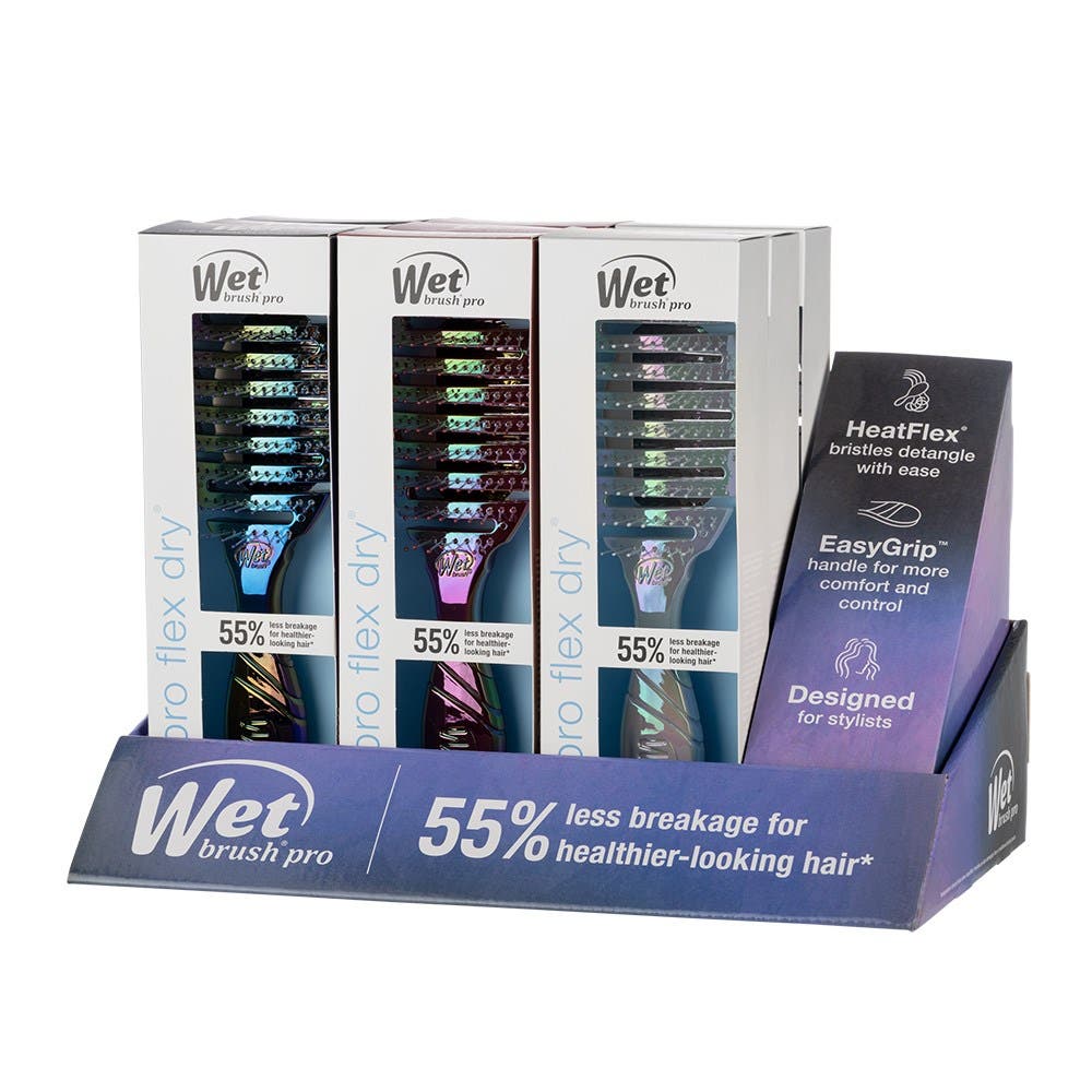 WetBrush Pro Iridescence Icon/Holograph Flex Dry Display 9xPRo Flex Dry Brushes