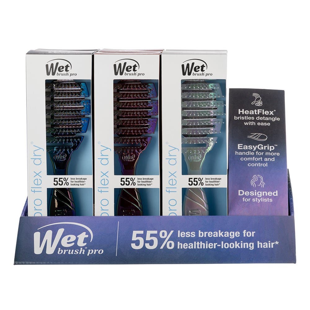 WetBrush Pro Iridescence Icon/Holograph Flex Dry Display 9xPRo Flex Dry Brushes