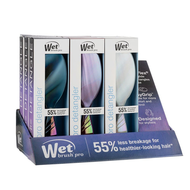 WetBrush Pro Iridescence Icon/Holographic Detangler Display 9xPro Detangler Brushes