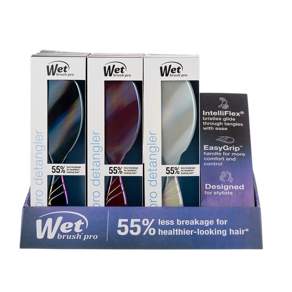 WetBrush Pro Iridescence Icon/Holographic Detangler Display 9xPro Detangler Brushes