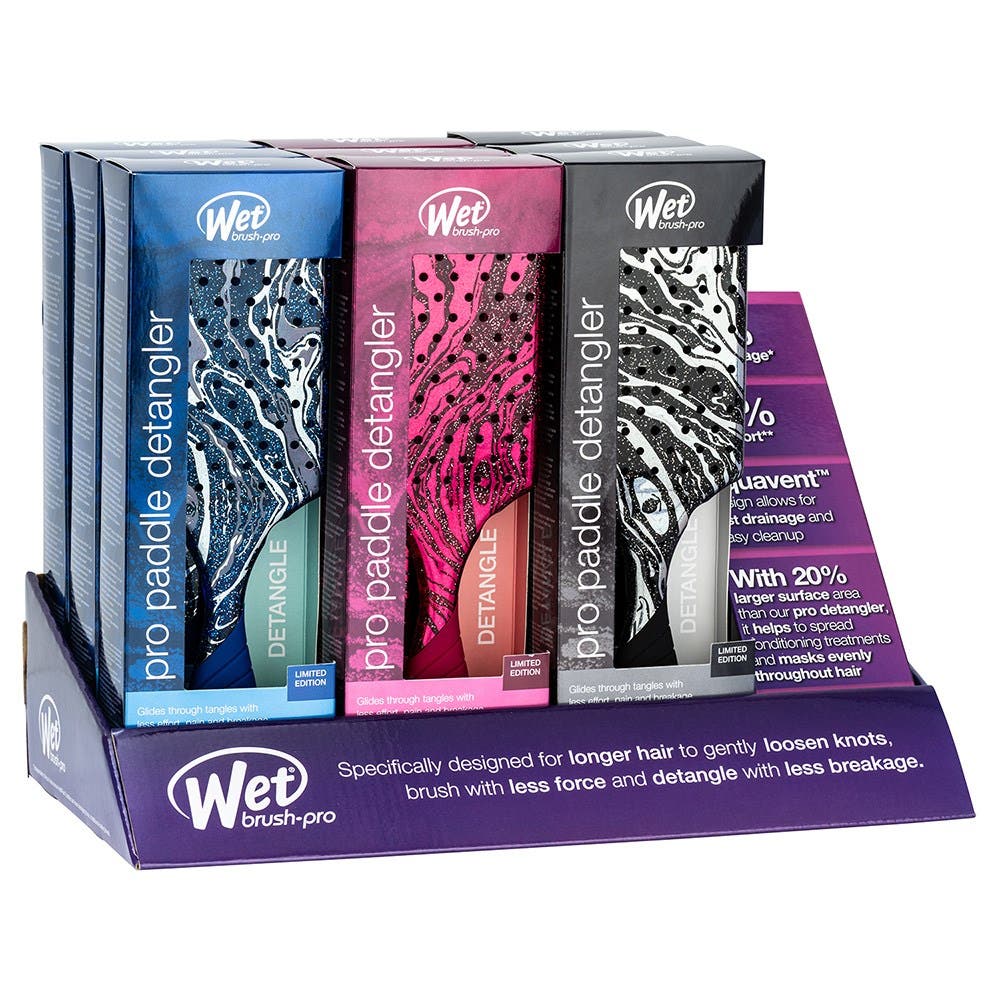 WetBrush Pro Mineral Sparkle Paddle Display 9xPro Paddle Brushes
