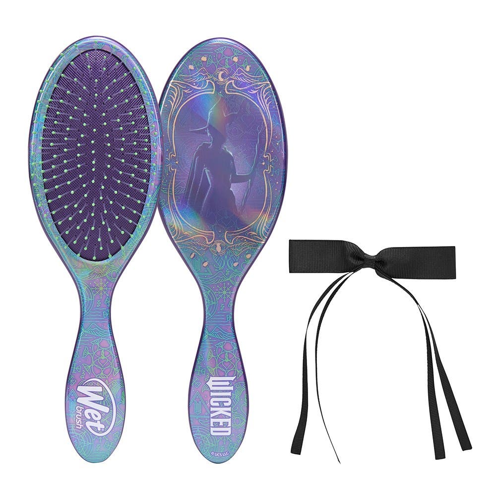 WetBrush Wicked Elphaba Detangling Kit Original Detangler + Bow Clip