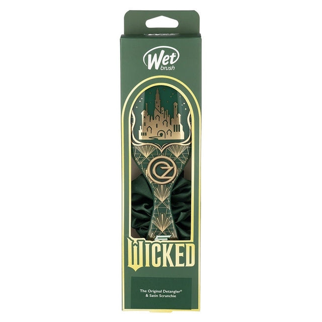 WetBrush Wicked Emerald City Detangling Kit Original Detangler + Satin Scrunchie
