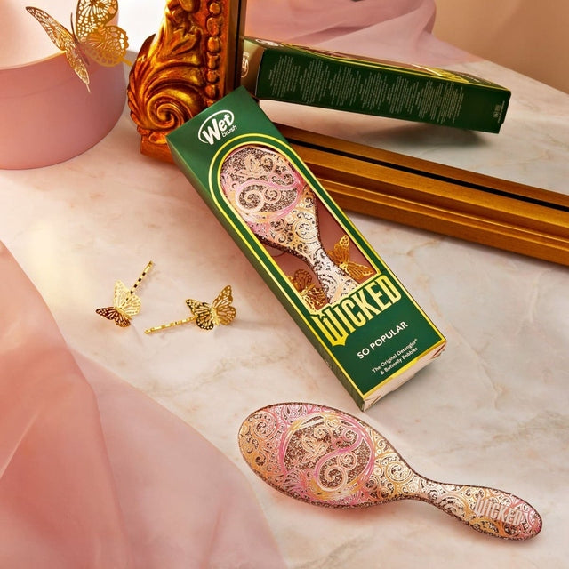 WetBrush Wicked Glinda Detangling Kit Original Detangler + Butterfly Bobbies