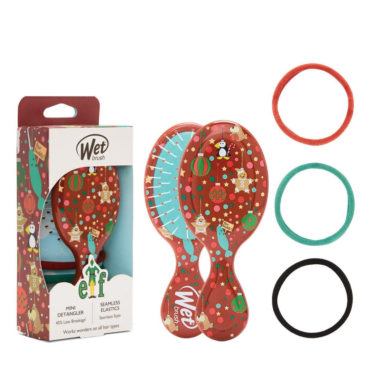 Wetbrush Holiday Mini Detangler With 3PC Elastics Kit - ELF