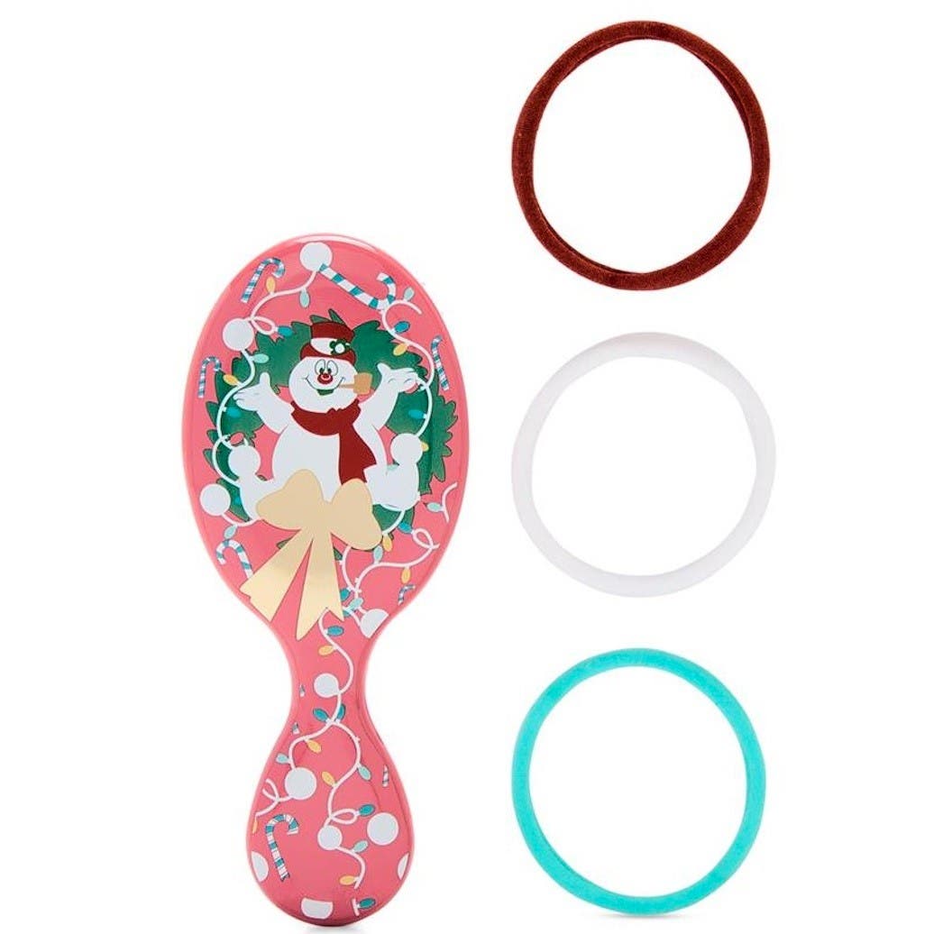 Wetbrush Holiday Mini Detangler With 3PC Elastics Kit - Frosty the Snowman