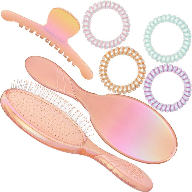 Wetbrush Pro Detangler Holographic Peach Kit - Iridescent Rays Style Set