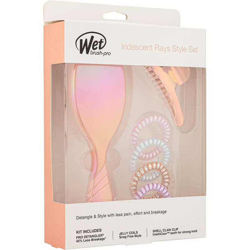 Wetbrush Pro Detangler Holographic Peach Kit - Iridescent Rays Style Set