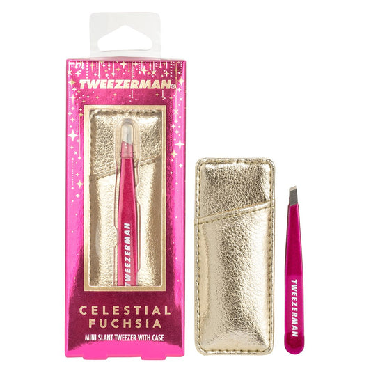 Tweezerman Celestial Fuchsia in Gold Case Mini Slant Tweezer