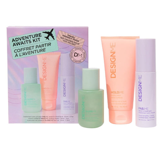 DesignME Adventure Awaits Kit (FabME Leave-In Treatment 50mL, HoldME Styling Cream 90mL, GlossME Hair Serum 25mL)