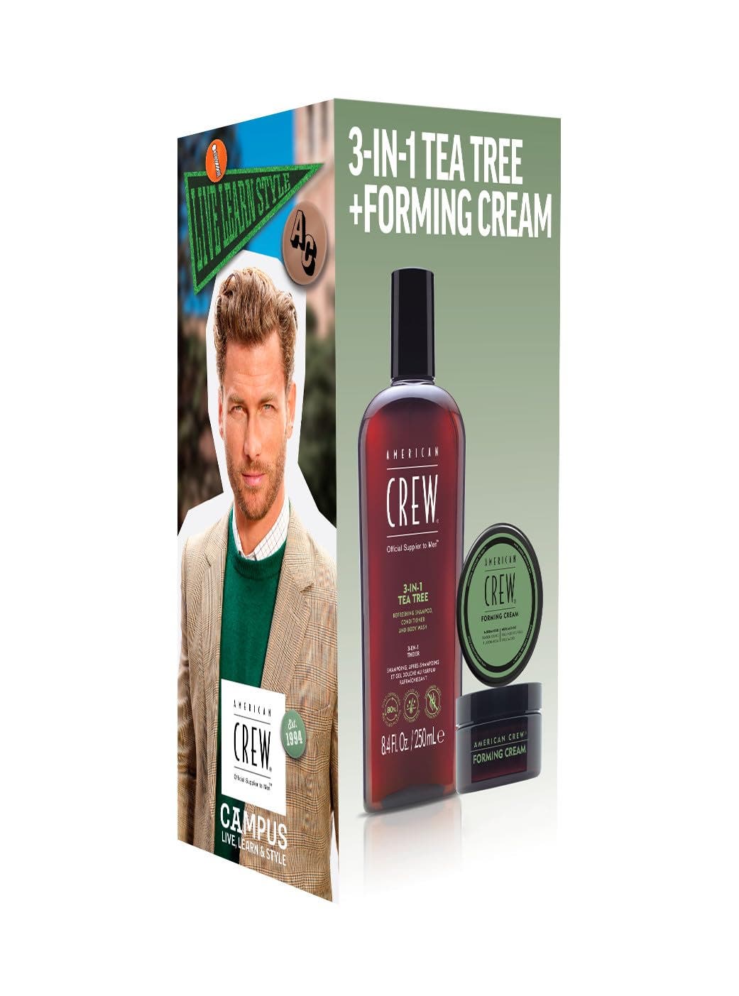 American Crew 3-IN-1 Tea Tree 250ml and Forming Cream 50g Styling Duo