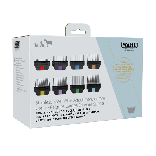 Wahl Stainless Steel Attachment Comb Set 1–8  for Wide Detachable Blade/ Wide Attachment Guides 3031224