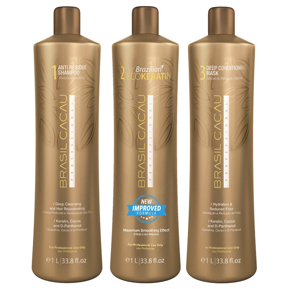 Brasil Cacau EcoKeratin Treatment 1 Litre Kit Step 1,2,3 BRAZILIAN