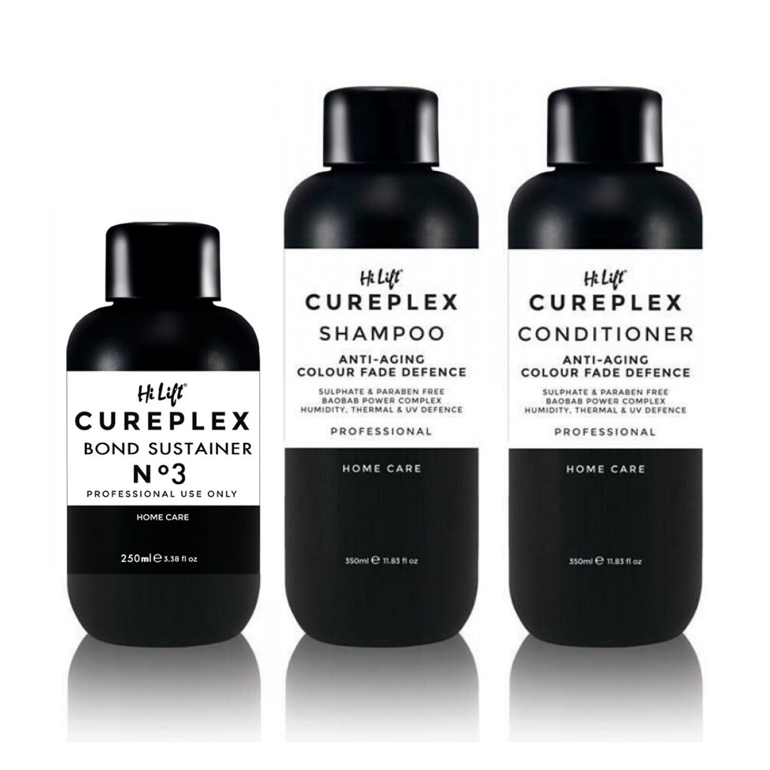 Cureplex Take Home Kit: 1 x Shampoo 350ml + 1 x Conditioner 350ml + 1 x Bond Sustainer 250ml
