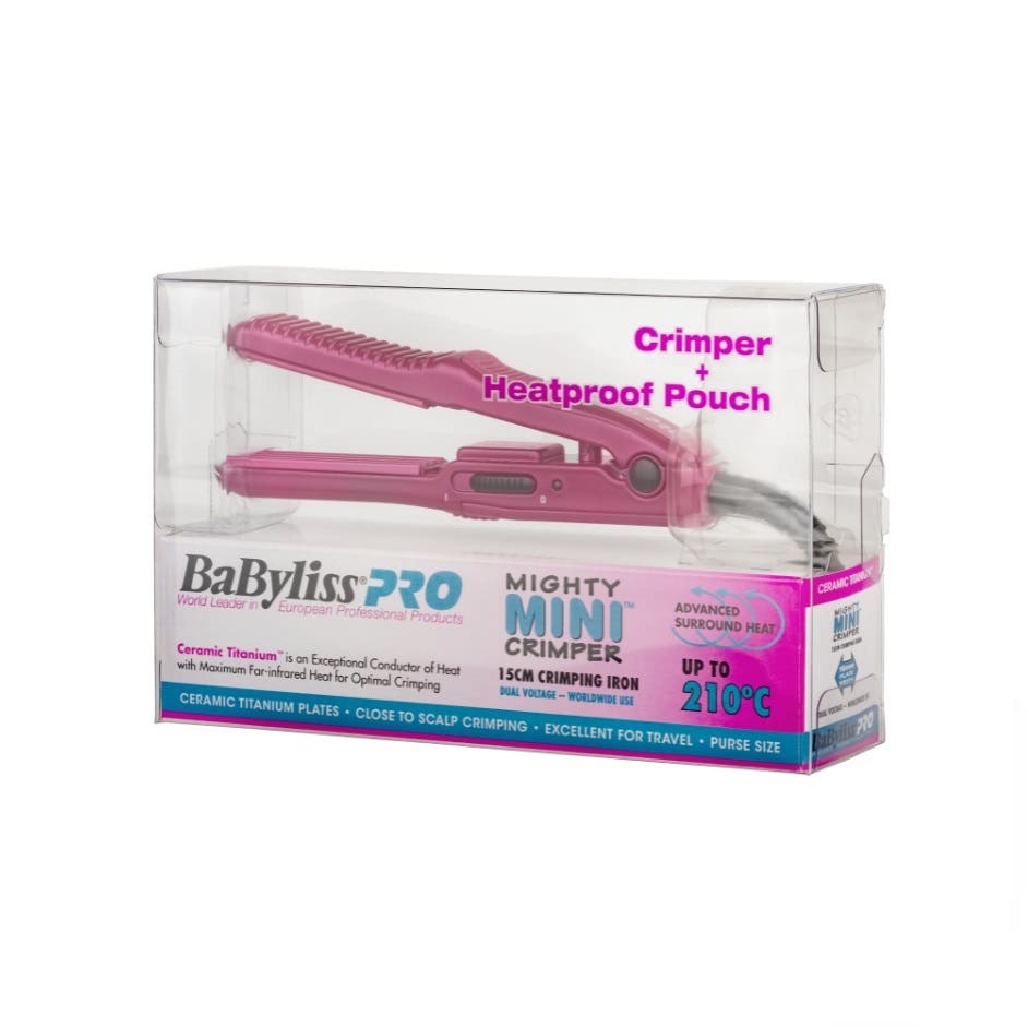 BaByliss Pro Mighty Mini Crimper 15cm - Pink