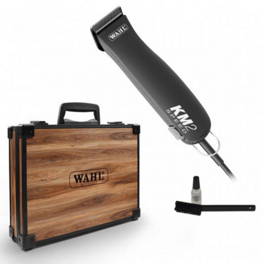 Wahl Corded KM2 Pet Clipper 2 Speeds - Black Colour with Wooden Case
