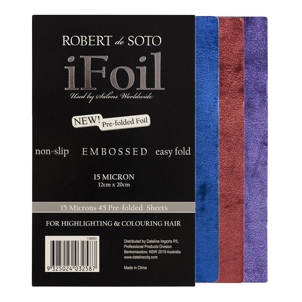Robert de Soto Pre Cut Foil 45 Sheets Coloured Frefolded Foil, 15 Microns 12cm x 20cm 138005