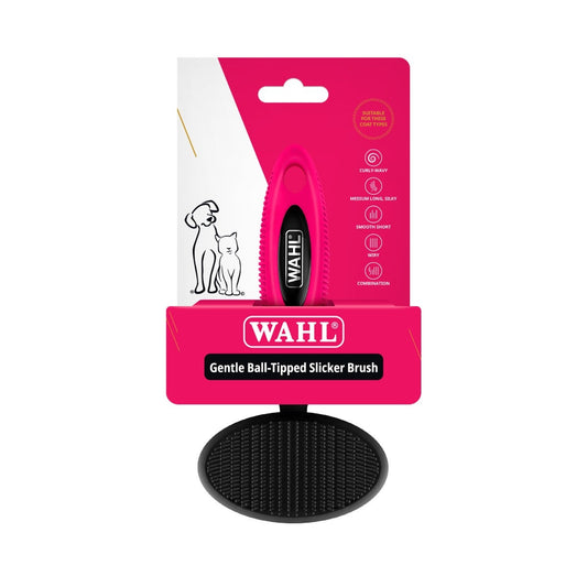 Wahl Animal Raspberry Gentle Ball-Tipped Nylon Slicker Brush WA90202