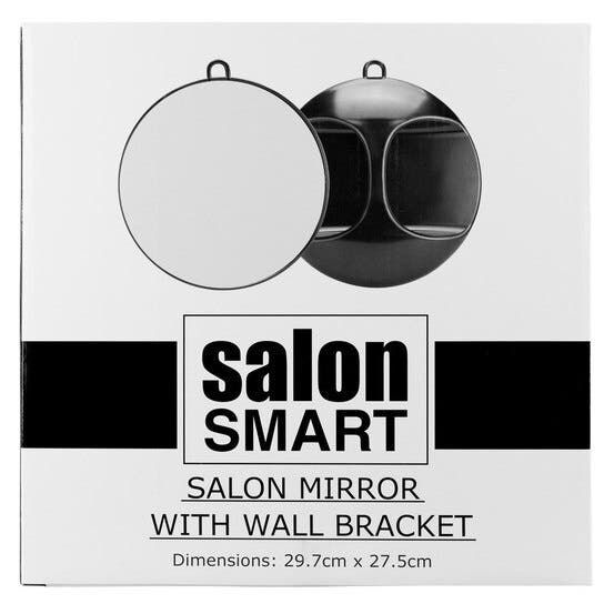 Salon Smart Black Round Mirror with Wall Bracket & Handle - Large 