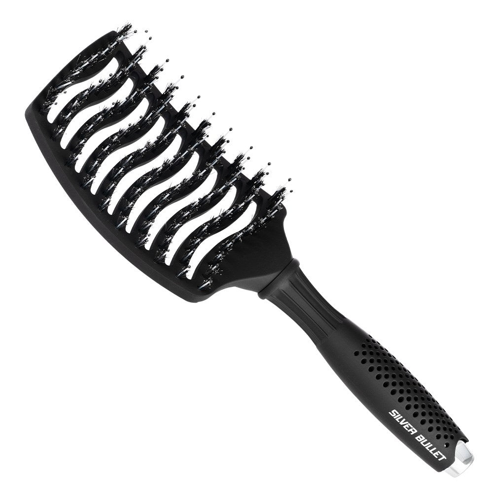 Silver Bullet Black Velvet Porcupine Curved Vented Paddle Brush 111220