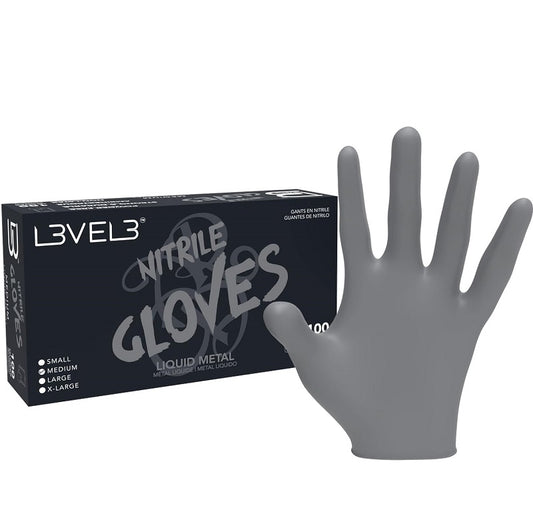 L3VEL3 Nitrile Gloves 100pk - Liquid Metal, Medium