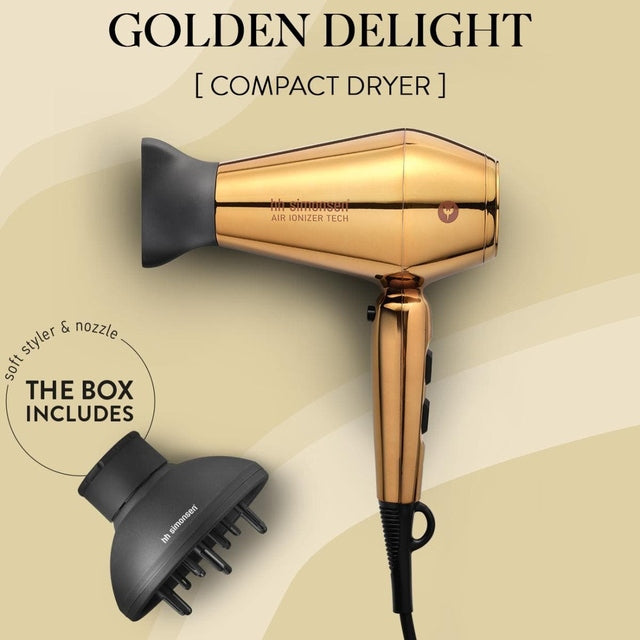 hh simonsen Compact Hair Dryer & Diffuser - Golden Delight Limited Edition